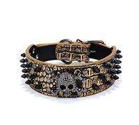 ETOPARS Collar de Perro de Calavera con Remaches, Collar para Perro Grande y Mediano, Collar para Perro de Piel Sintética de Cocodrilo con Remaches Puntiagudos