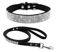 ETOPARS Correas de Collar de Perro con Diamantes de Imitación, Collar para Mascotas Correa de Piel de Ante Suave y Brillante