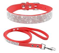 ETOPARS Correas de Collar de Perro con Diamantes de Imitación, Collar para Mascotas Correa de Piel de Ante Suave y Brillante
