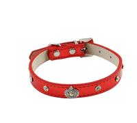 ETOPARS Cuello de Diamante Corona para Mascotas, Cuello Suave de Cuero PU Adecuado para Cachorros Gatos y Gatitos, Remache Ajustable Perros Collares