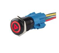 ETOPARS Negra Concha 12V Coche Advertencia de Emergencia Harzard Botón | Vehículo Rojo Luz LED Metal Interruptor de Palanca 19mm Enchufe