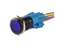 ETOPARS Negra Concha 12V Coche Vehículo Azul Luz LED Trasera Antineblina Botón de Metal Interruptor de Palanca 19mm Enchufe