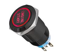 ETOPARS Negro Caso Coche 12V 19mm Botón de Arranque Momentáneo Interruptor | Luz Rojo Camión Metal Interruptor de Palanca Ignición Engine Start