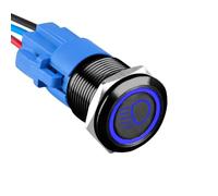 ETOPARS Negro Concha 19mm Interruptor de Botón 12V 5A Interruptor de Palanca Coche Impermeable Metal Interruptor Basculante 1NO 1NC Enchufe Cable Azul Luz Cruce