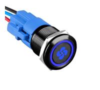 ETOPARS Negro Concha 19mm Interruptor de Botón Impermeable 12V 5A Interruptor de Palanca Coche Metal Interruptor Basculante ON Off 5Pin Enchufe Cable Azul Luz Ventilador