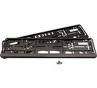 eTopioo® Juego de 2 soportes para matrícula, incluye 4 tornillos, soporte para matrícula de coche de la UE 520 mm x 110 mm, soporte de matrícula de coche negro de calidad