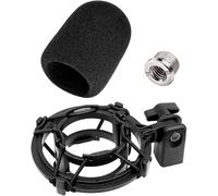 Etour AT2020 - Soporte de choque para micrófono con filtro pop, hecho a medida para micrófono de audio technica, clip de soporte de suspensión antivibración compatible con AT2020USB+ AT2035 ATR2050