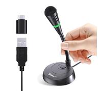 Etour Pequeño micrófono USB para computadora, Plug & Play, micrófono externo de condensador cardioide para laptop, botón de silencio con indicador LED, para Windows/Mac, Skype, grabación,