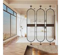 Etr - Panel divisor de habitación moderno giratorio de 360°, translúcido, para oficina en casa, restaurante, 3 paneles de 215 x 50 cm