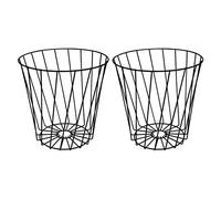 ETRAVRL - Cubo de basura de metal, papelera de hierro de metal, cesto de basura, cesta de alambre, contenedor de alambre, decoración, dormitorio, estilo nórdico, negro, juego de 2