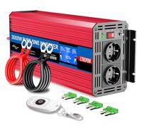 ETREPOW 3000w Inversor 12v 220v Onda Pura Convertidor de Voltaje con 2 enchufes EU y USB, Mando a Distancia inalámbrico, Pantalla LCD para Sistemas solares, caravanas, Coches, Camping