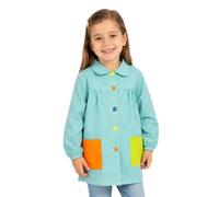 Etrexonline Babi Escolar Infantil Cómodo Con Botones Prácticos Bata para Guardería y Colegio - Ideal para Niños y Niñas con Dos Bolsillos y Puños Ajustados - Verde, 6-7 años (Talla 5)