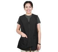 Etrexonline Casaca de Mujer Negro Sin Mangas con Cremallera - Uniforme Profesional para Limpieza, Sanidad y Hostelería, Talla L