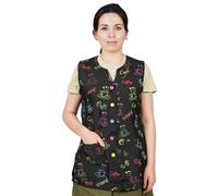 Etrexonline Casaca de Mujer Sin Mangas con Botones - Uniforme Laboral de Limpieza, Estampado de Café, Ideal para Profesionales,Talla 4XL