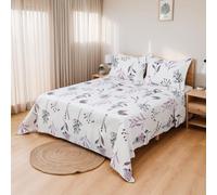 Etrexonline Colcha Bouti 180x260cm Reversible Estampada 100% Microfibra Extra Suave Colcha Cubre Cama Multiusos para Primavera y Verano Incluye 1 Funda de Cojín, Cama 80/90 - Flores Lavanda