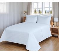 Etrexonline Colcha Bouti Reversible Lisa 100% Microfibra Extra Suave Colcha Cubre Cama Multiusos para Primavera y Verano Incluye 1 Funda de Cojín Cama 80/90-180x260cm - Blanco