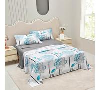 Etrexonline Conjunto de Sábana 4 Piezas Cama 150 cm - Microfibra Ultra Suave Incluye 1 Bajera 150x200+28 cm, 1 Encimera 230x270 cm, y 2 Fundas de Almohada 50x90 cm - Flor Mandala