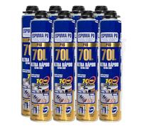 Etrexonline Espuma de Poliuretano 70L Ultra Rápida 750ml con Cánulas - Espuma Expansiva Multiusos para Sellado, Aislamiento y Relleno - Pack de 8 Botes