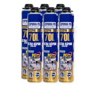 Etrexonline Espuma de Poliuretano 70L Ultra Rápida 750ml con Cánulas - Espuma Expansiva Multiusos para Sellado, Aislamiento y Relleno - Pack de 6 Botes