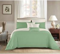 Etrexonline Juego de Funda Nórdica 4 Piezas Cama 180 - Reversible Doble Color - Microfibra Suave - 1 Funda Edredón 260x240 cm, 1 Bajera 180x200 cm y 2 Funda Almohada 50x80 cm (Verde y Blanco)