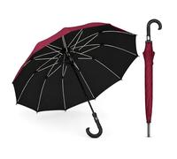 Etrexonline Paraguas Largo Automático 10 Varillas, Paraguas Grande Antiviento e Impermeable, Mango Curvo Cómodo, 120 cm de Diámetro, Paraguas Clásico para Hombre y Mujer-Rojo