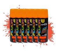 Etrexonline Pintura Spray Multicolor Profesional 400ml Adecuado Metal Madera y Plástico - Color Naranja fluorescente (Paquete de 6)