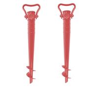 Etrexonline Soporte de Plástico Duradero para Sombrilla de Playa, Base de Parasol con Rosca, Fácil de Clavar, Ancla de Arena - Sujeta Sombrillas, Ideal para Playa, Pinchos Incluidos (2 Unidades Coral)