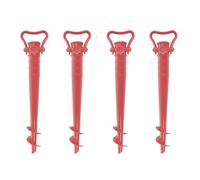 Etrexonline Soporte de Plástico Duradero para Sombrilla de Playa, Base de Parasol con Rosca, Fácil de Clavar, Ancla de Arena - Sujeta Sombrillas, Ideal para Playa, Pinchos Incluidos (4 Unidades Coral)