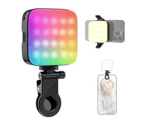 ETROBOT Luz RGB para cámara, 96 LED para Selfies, 13 Modos, Recargable con Clip para teléfono, portátil o cámara. Ideal para Maquillaje, Youtube, TikTok, transmisión en Vivo, fotografía y Vlogs.