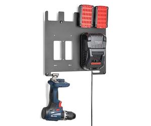 etterr • Soporte Metálico de Pared para Baterías y Cargadores Bosch Professional 18V • Compatible con GAL 18V-40, GAL 18V-160C, 1880 CV, 3680 CV y GAX 18V-30 • Estación de Carga • Colgador Taladro