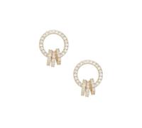 Ettika Pendientes de oro, pendientes de tuerca para mujer. Pendientes de aro de cristal de Class Act chapados en oro de 18 quilates y circonita cúbica. Joyas