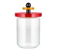 Alessi Mr. Sottsass, Suppose ES16/100 - Diseño Tarro Hermético de Cristal con Tapa de Madera de Haya, Rojo, Negro y Amarillo