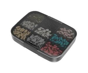 ETUCYNG 7.7 x 5.71 x 1.57 Pastillero Caja de Almacenamiento para Pastillas de Viaje Organizador de Pastillas Organizador Grande 9 Compartimentos Pastillero ABS Vitamina Clasificador para Exterior y