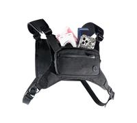 ETUCYNG Bolsillo en el Pecho para Hombres | Chaleco para Correr con Correa de Pecho, Soporte para teléfono, Chaleco Mochila para Moto, Bicicleta, Senderismo, Caza, Camping, Negro, Ver