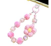 ETUCYNG Cordón de perlas para teléfono móvil, diseño de flores de lana de peluche, Siehe Beschreibung, Felpa + acrílico, Ver descripción