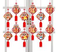 ETUCYNG Decoraciones de festival de primavera chino, 12 colgantes de la suerte de serpiente para festival de primavera, dije de la suerte para coche, centros comerciales, jardines de infantes u hogar