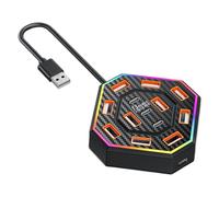 ETUCYNG Estación de acoplamiento para computadora, estación de acoplamiento de 13 puertos, hub USB, protección contra sobrecarga, accesorios electrónicos RGB para el trabajo, biblioteca, escuela