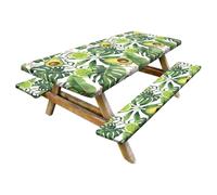 ETUCYNG Mesa de picnic ajustada, cojín de banco de mesa con patrón de aguacate | Mantel rectangular verde de 6 pies, impermeable, resistente al viento, fundas de asiento de mesa de picnic para equipo
