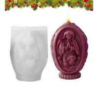 ETUCYNG Molde de silicona 3D para huevos de Pascua, 8 x 7 x 11,5 cm, molde gigante de huevo de chocolate, moldes de silicona para belén, molde de vela de Pascua María Jesús para decoraciones para