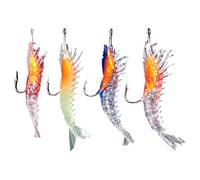 ETUCYNG Señuelo para Agua Salada | Anzuelos Camarón Agua Salada | 4 Piezas Señuelos Artificiales para Costera Playa Lago Río Orilla Al Amar Arroyo sobre Hielo Estanque y Agua