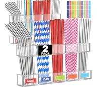 ETUCYNG Soporte para pajita para armario - Organizador acrílico adhesivo para pajitas en armarios - Almacenamiento de cocina reutilizable Organizador de mostrador para cafetería bar armario palillos