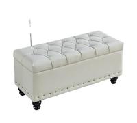 ETUELNOPT Almacenamiento otomano, Banco del Almacenamiento con tamaños múltiples Multicolores ocultados Tela de la tecnología Marco Madera sólida(White,100 * 40 * 45cm/39 * 16 * 18in)