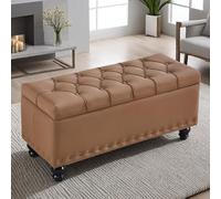 ETUELNOPT Almacenamiento otomano, Banco del Almacenamiento con tamaños múltiples Multicolores ocultados Tela de la tecnología Marco Madera sólida(Brown,120 * 40 * 45cm/47 * 16 * 18in)