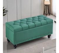 ETUELNOPT Almacenamiento otomano, Banco del Almacenamiento con tamaños múltiples Multicolores ocultados Tela de la tecnología Marco Madera sólida(Green,100 * 40 * 45cm/39 * 16 * 18in)