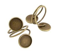 ETUELNOPT Anillos en bruto, 100 PCS 12mm Base en blanco de anillo ajustable latón chapado bronce