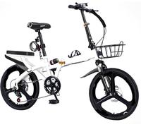 ETUELNOPT Bicicleta Plegable Urbana, Bicicleta Plegable 7 Velocidades Freno De Disco Acero Al Carbono Multicolor 16-22 Pulgadas(A,16in)