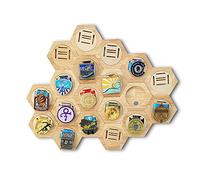 ETUELNOPT Caja de Almacenamiento de medallas para, Marco de exhibición medallas Madera Hexagonal en Forma Panal, 6/7/13/15/18/19/24 Piezas(19Pcs)