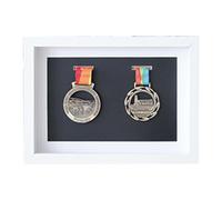 ETUELNOPT Caja de Almacenamiento de medallas para, Tamaños múltiples Multicolores de la Vitrina Medalla Madera sólida for los Deportes y Las medallas Militares(White,A4 (3 Medals))