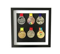 ETUELNOPT Caja de Almacenamiento de medallas para, Tamaños múltiples Multicolores de la Vitrina Medalla Madera sólida for los Deportes y Las medallas Militares(Black,16 Inches (12 Medals))