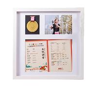 ETUELNOPT Caja de Almacenamiento de medallas para, Vitrina de medallas Madera Maciza, Multicolor, Varios tamaños for Deportes y Militares(White,16 Inches (3 Frames of 1 Medal+Horizontal A4 CER)